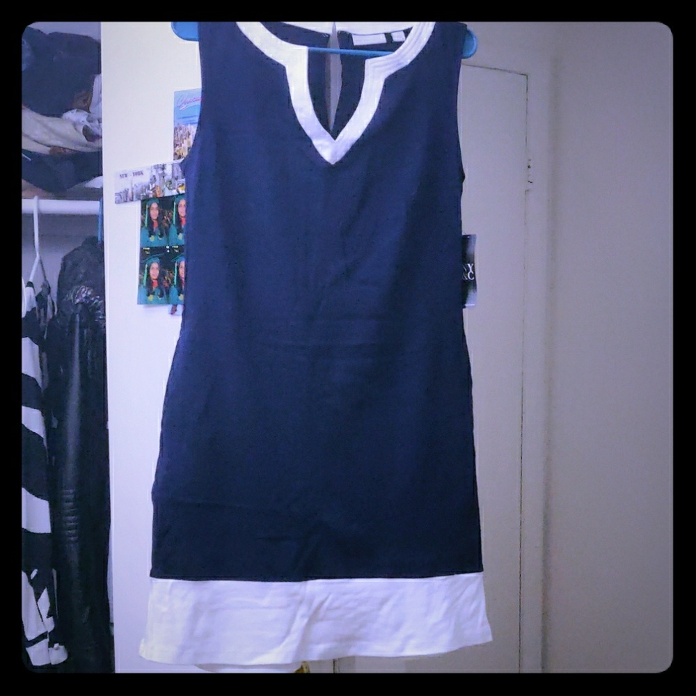 Color block navy blue dress